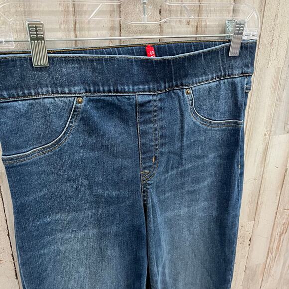 Spanx Distressed Denim High Rise Elastic Waist Jeggings Skinny Jeans Medium - Picture 2 of 8